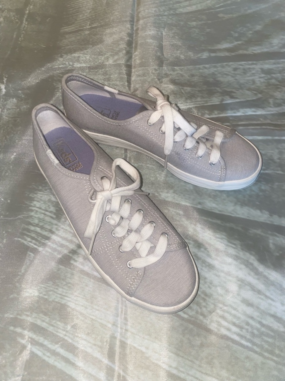 Keds Light Gray Canvas Lace-Up Sneakers